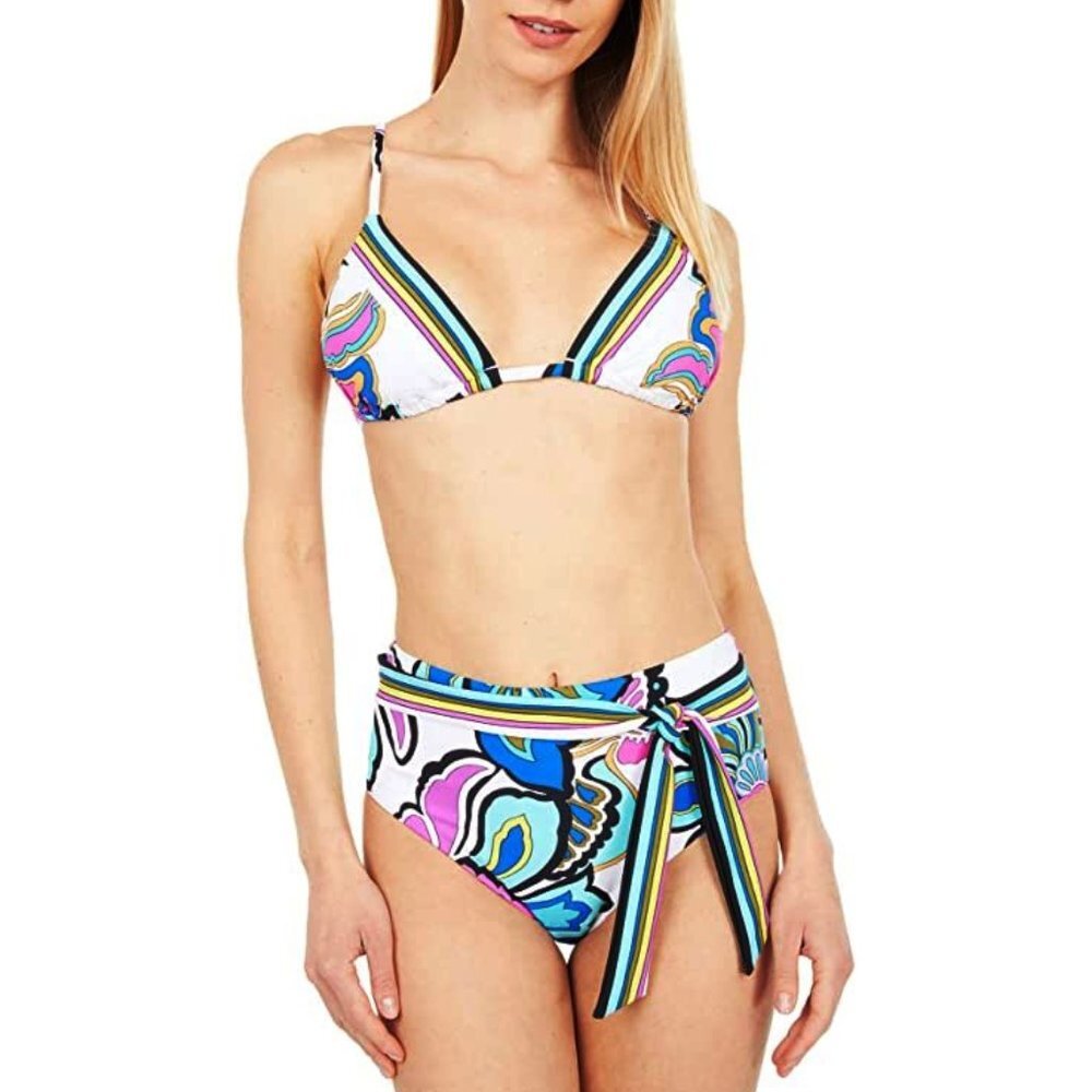 NWT Trina Turk Mandalay Bay Triangle Bikini Top & High Waist Bottom Sz 4